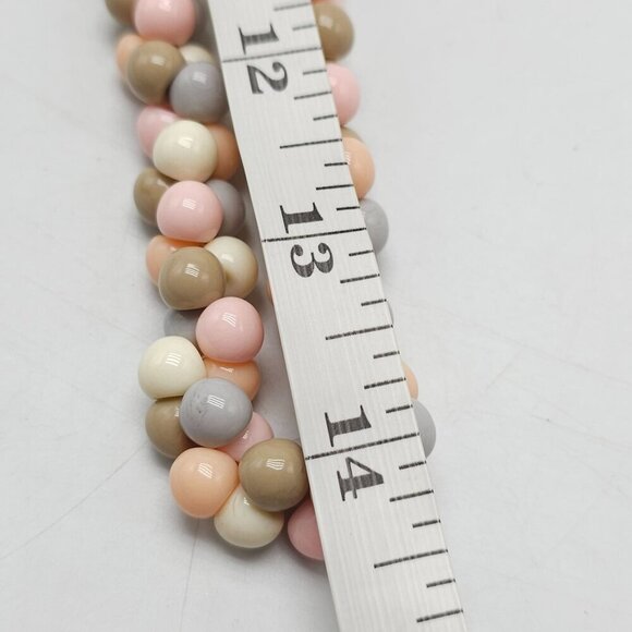 Vintage 1950s Pastel Bead Cluster Necklace 28" Acrylic Pink Gray No Clasp - Picture 5 of 5